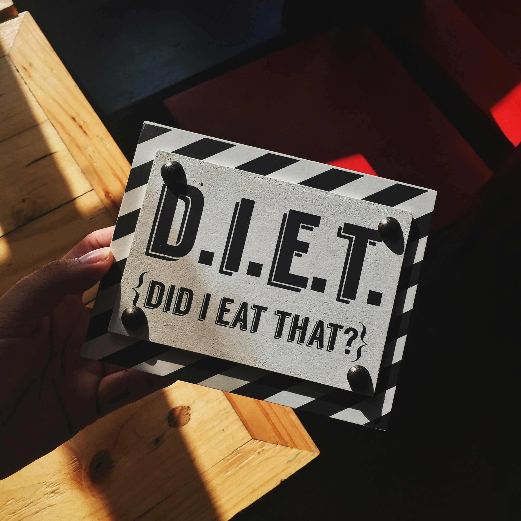 A card that reads DIET Did I Eat That